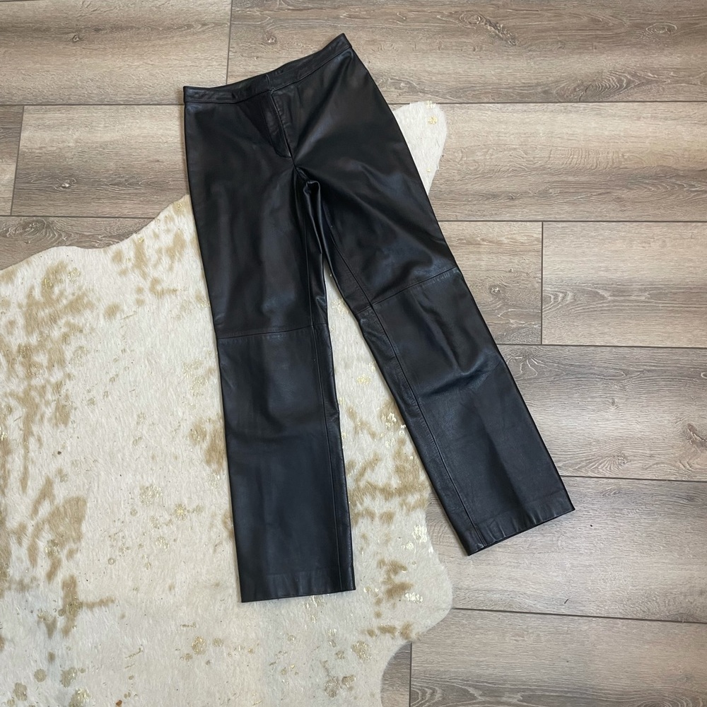 Loft black leather vintage pants